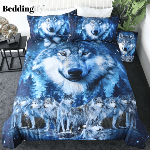 Image of Galaxy Star Wolf Comforter Set - Beddingify