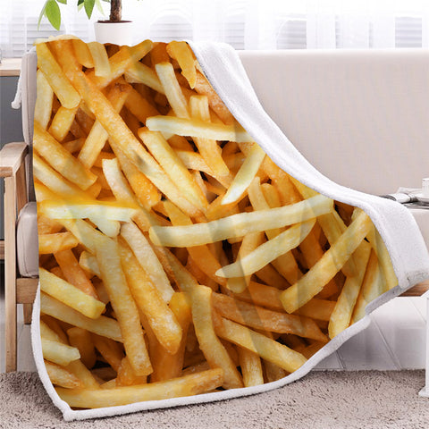 Image of French Fries Themed Sherpa Fleece Blanket