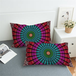 Textile Mandala Wheel Pillowcase