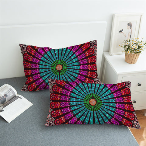 Image of Textile Mandala Wheel Pillowcase