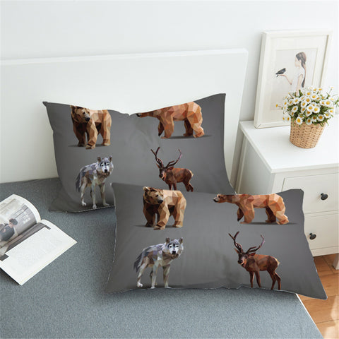 Image of Geometric Animals Grey Pillowcase