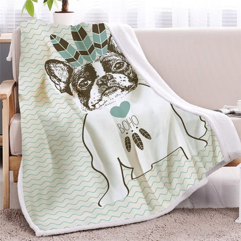 Image of Boho Bulldog Sherpa Fleece Blanket