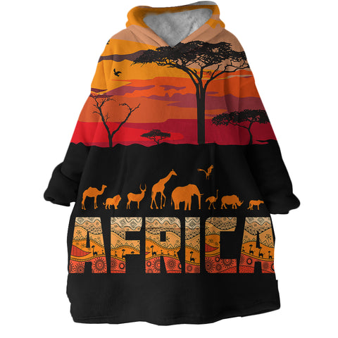 Image of Africa Sunset SWLF0822 Hoodie Wearable Blanket