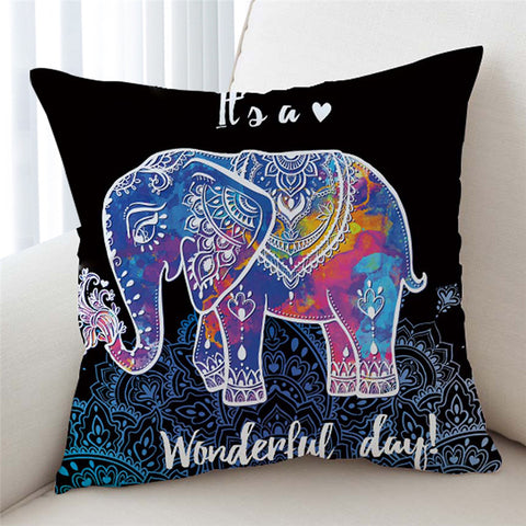 Image of Its A Wonderful Day Elephant Cushion Cover - Beddingify