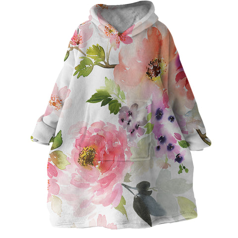 Image of Flowers SWLF2410 Hoodie Wearable Blanket