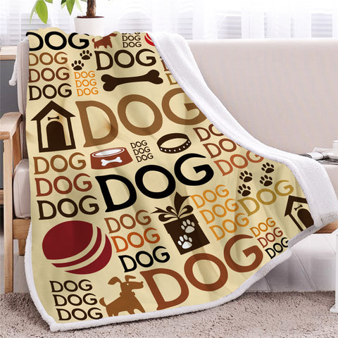 Image of Dog Letters Sherpa Fleece Blanket - Beddingify