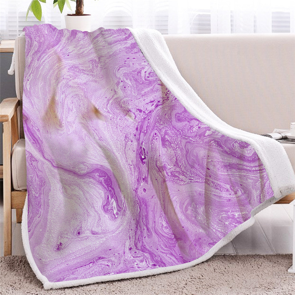 Lavender Marble Sherpa Fleece Blanket