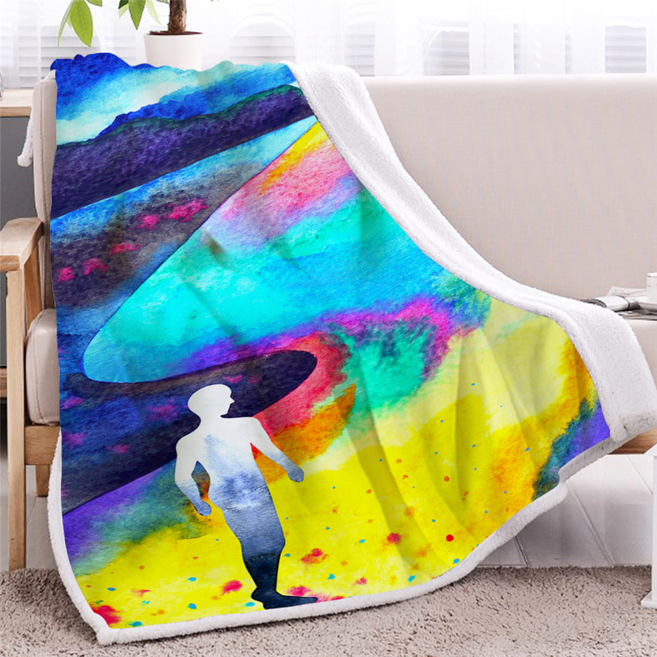 Watercolor Art Themed Sherpa Fleece Blanket - Beddingify