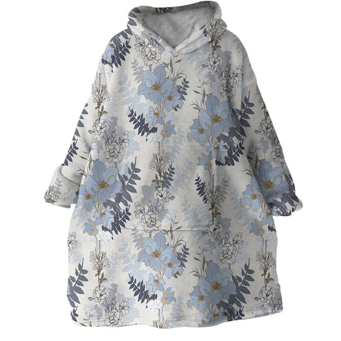 Image of Blue Flowers SWLF2255 Hoodie Wearable Blanket