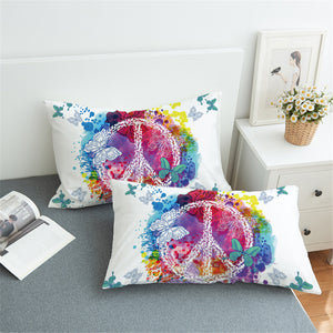 Multicolor Faded Peace Symbol Pillowcase