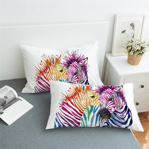 Multicolor Zebras Pillowcase