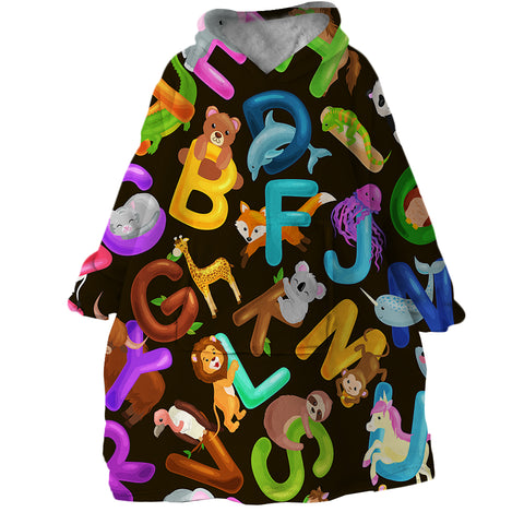 Image of Animal Alphabets SWLF1394 Hoodie Wearable Blanket