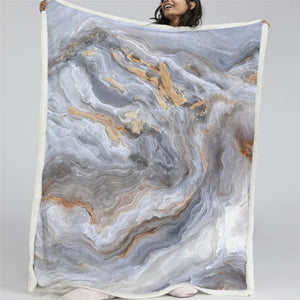 Grey Marble Sherpa Fleece Blanket - Beddingify