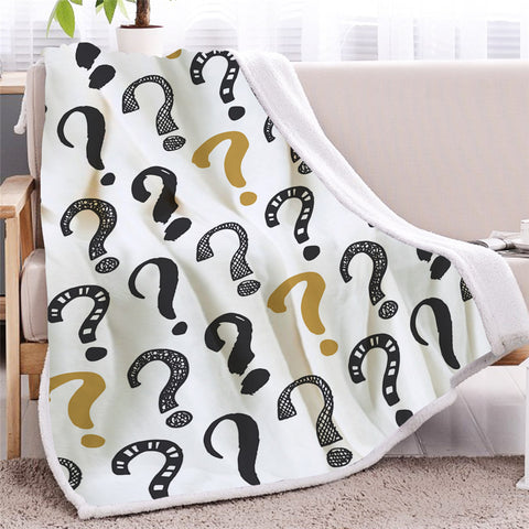 Image of Question Marks Sherpa Fleece Blanket