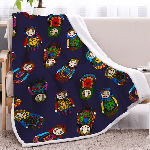 Image of Japanese Dolls Sherpa Fleece Blanket