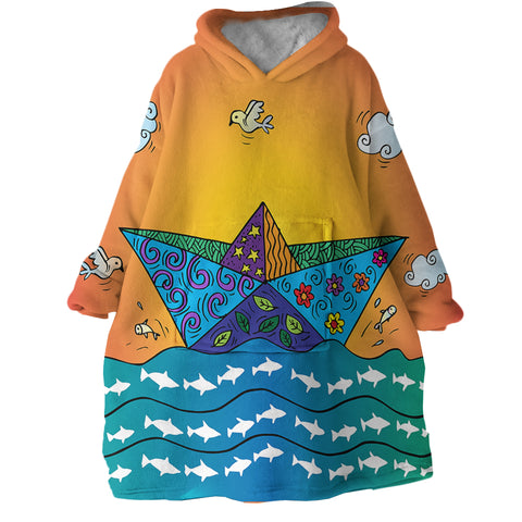 Image of Origami Boat SWLF1908 Hoodie Wearable Blanket