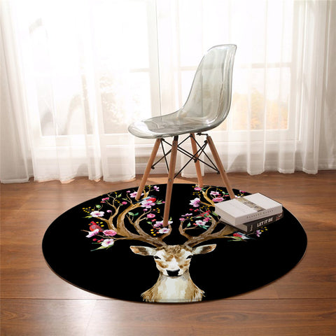 Image of Antler Of Life Black Roung Rug