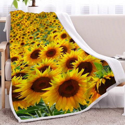 Image of Sunflowers Sherpa Fleece Blanket