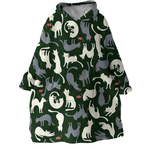 Image of Cat Patterns SWLF1657 Hoodie Wearable Blanket