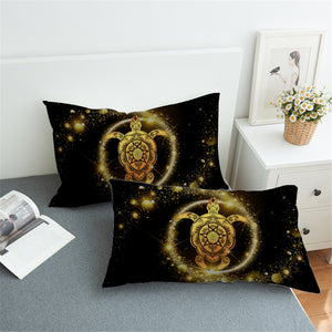 Golden Turtle Sparkly Pillowcase