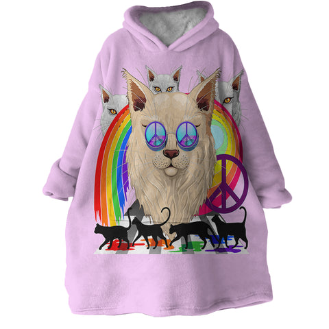 Image of Peace Cats SWLF2085 Hoodie Wearable Blanket