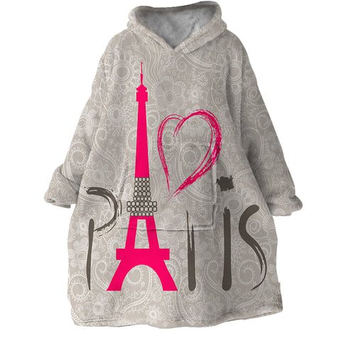 Image of I Love Paris SWLF0446 Hoodie Wearable Blanket