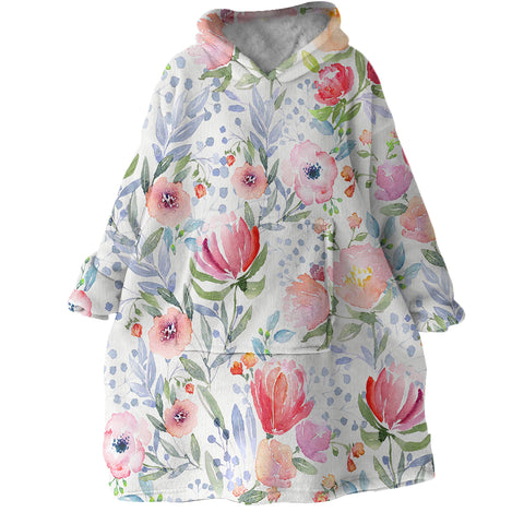 Image of Watercolored Flowers SWLF0990 Hoodie Wearable Blanket