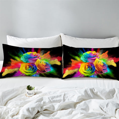 Image of 3D Color Collision Roses Pillowcase