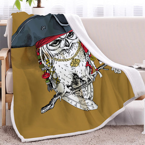 Image of Pirate Owl Sherpa Fleece Blanket