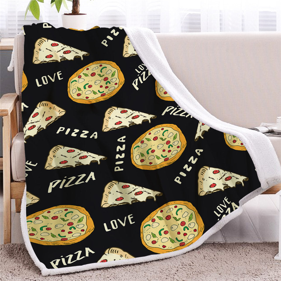 Pizza Sherpa Fleece Blanket