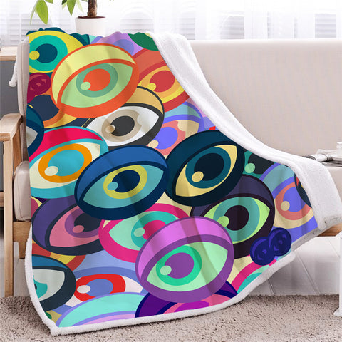 Image of Funny Eyes Sherpa Fleece Blanket