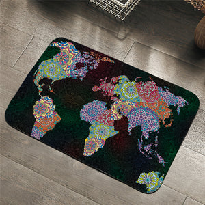 World Map Mandala Patterns Door Mat