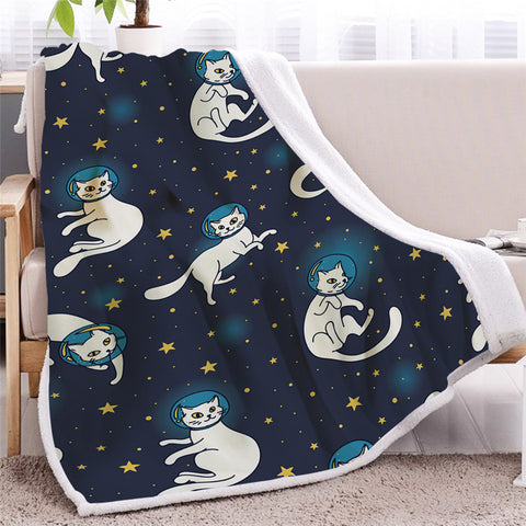 Image of Space Cat Sherpa Fleece Blanket