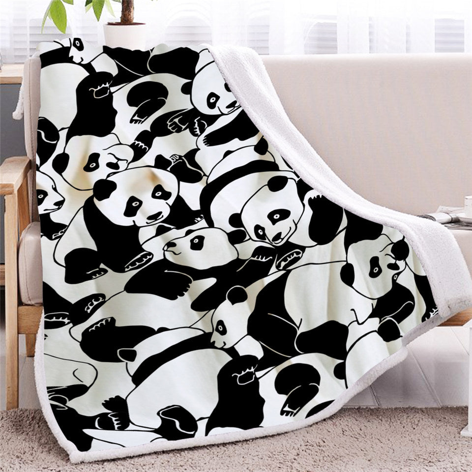 Panda Cute Pattern Sherpa Fleece Blanket