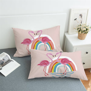 Flamingo Couple Pastel Pillowcase