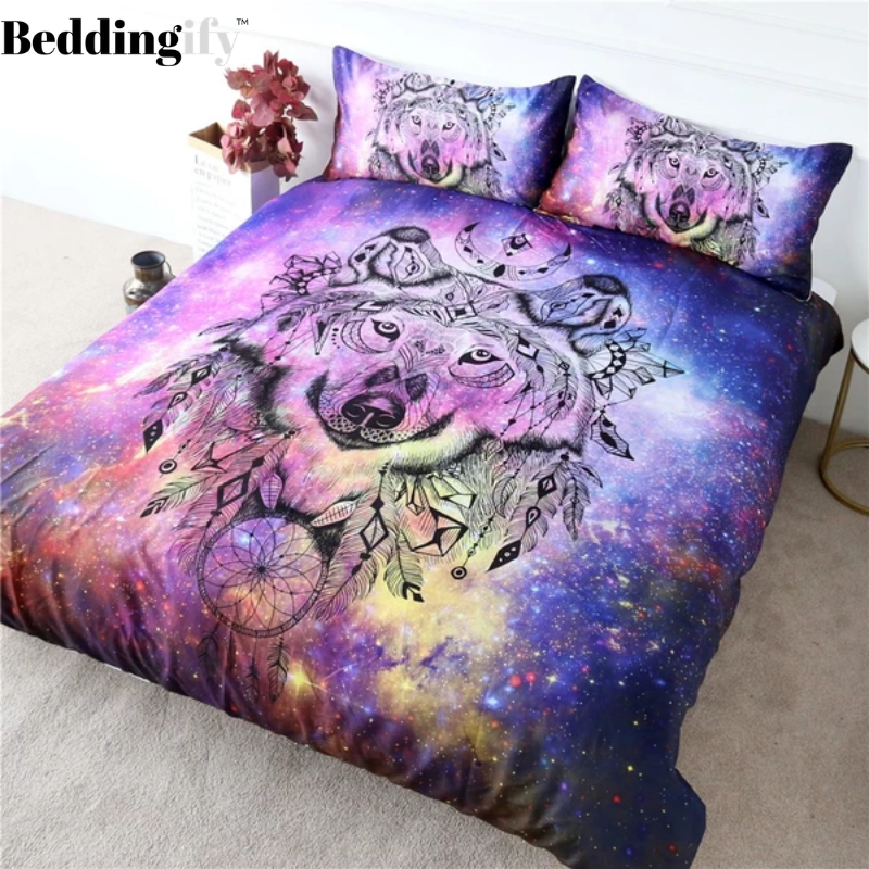 Galaxy Wolf Comforter Set - Beddingify