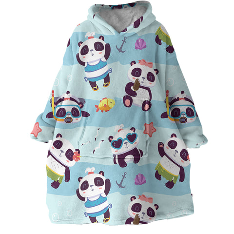 Image of Panda Cubs SWLF1762 Hoodie Wearable Blanket