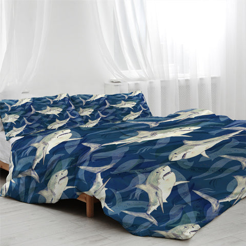 Image of A Shiver Of Sharks Bedding Set - Beddingify