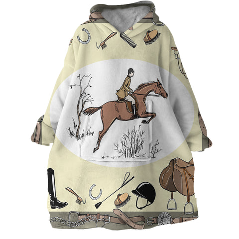 Image of Horse Rider SWLF0672 Hoodie Wearable Blanket