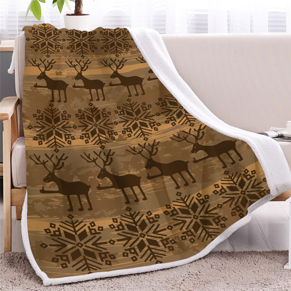 Brown Deer Themed Sherpa Fleece Blanket - Beddingify