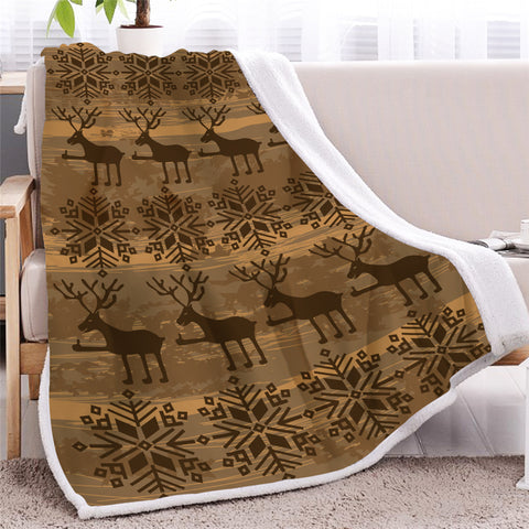 Image of Brown Deer Themed Sherpa Fleece Blanket - Beddingify