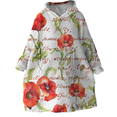 Image of Red Poppies SWLF2332 Hoodie Wearable Blanket