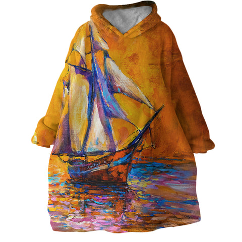 Image of Painted Boat SWLF2229 Hoodie Wearable Blanket