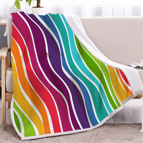 Image of Colorful Stripes Sherpa Fleece Blanket