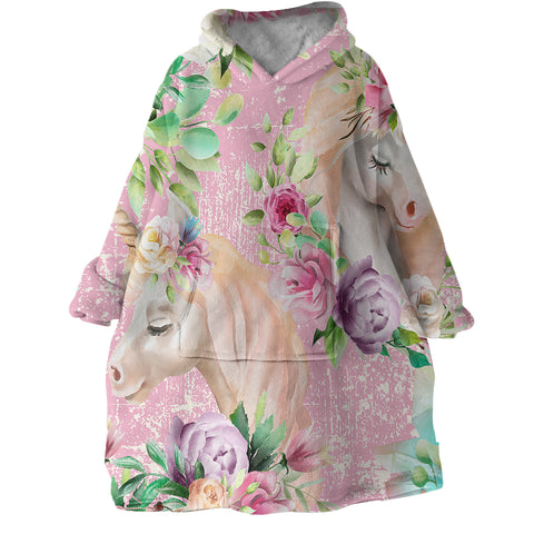 Image of Floral Unicorn SWLF0010 Hoodie Wearable Blanket