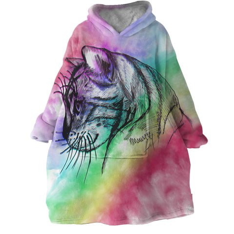 Image of Kitty Sketch SWLF1385 Hoodie Wearable Blanket