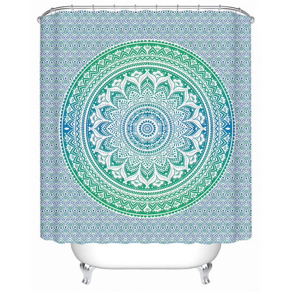 Green Mandala Shower Curtain