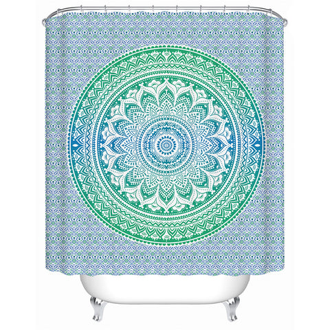 Image of Green Mandala Shower Curtain