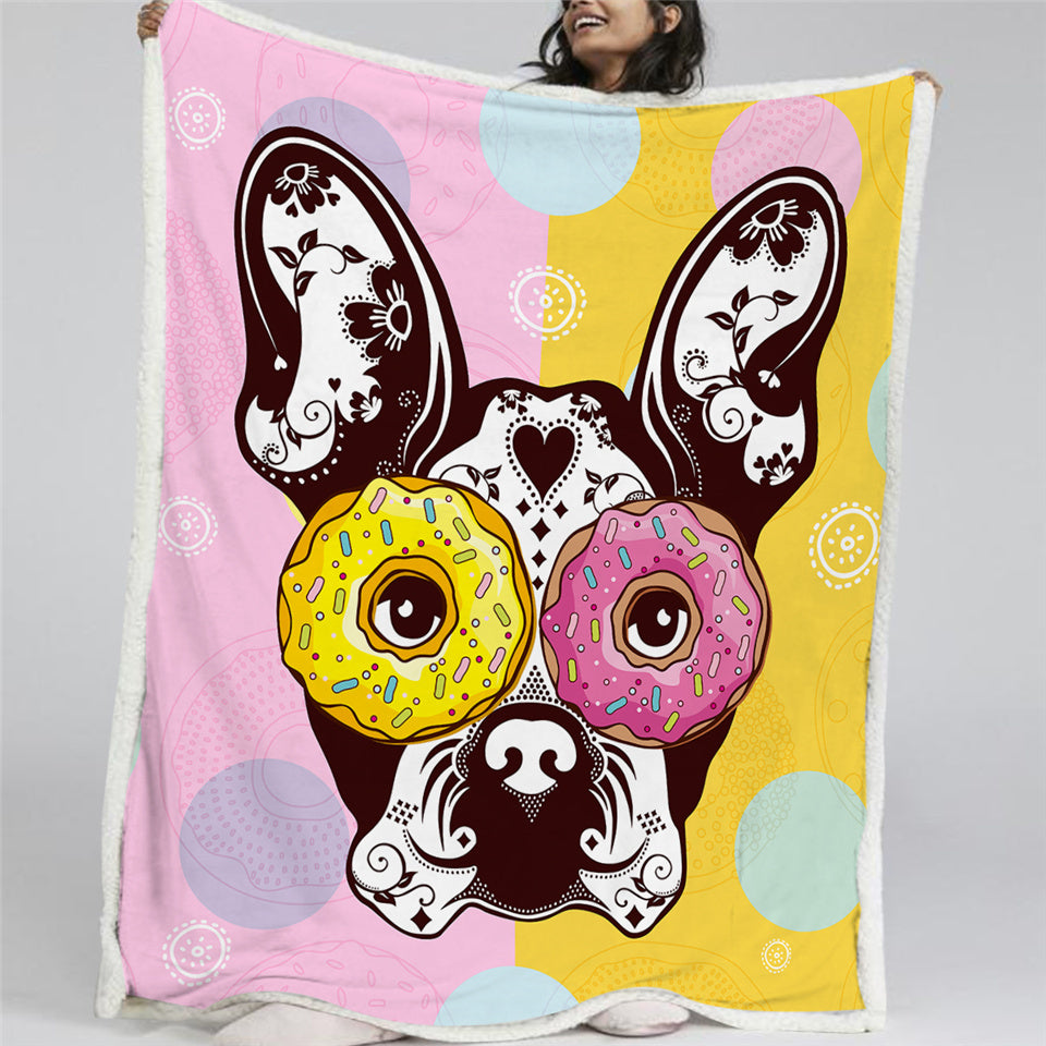 Donut And Dog Sherpa Fleece Blanket - Beddingify