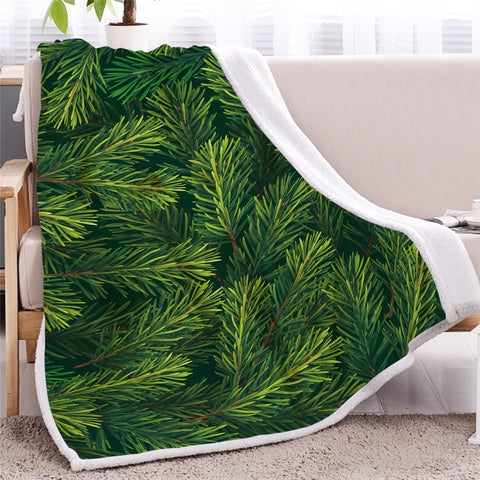 Image of Conifer Patterns Black Sherpa Fleece Blanket